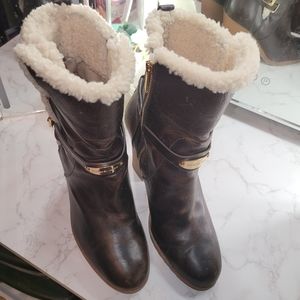 Dark brown rustic MK high ankle boot